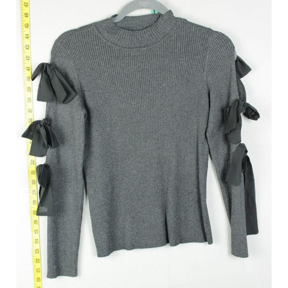 INC International Concepts Gray Sweater w/Sleeve Bows Size PM - Picture 1 of 7